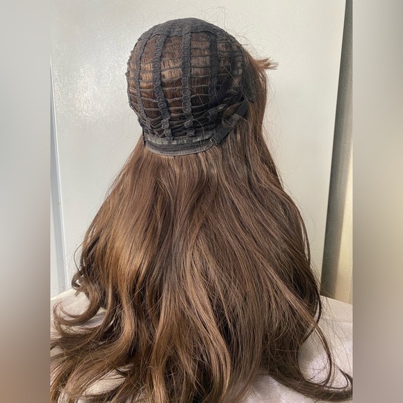 Chocolate Brown Wavy Long Wig with bangs 26” - Picture 10 of 12
